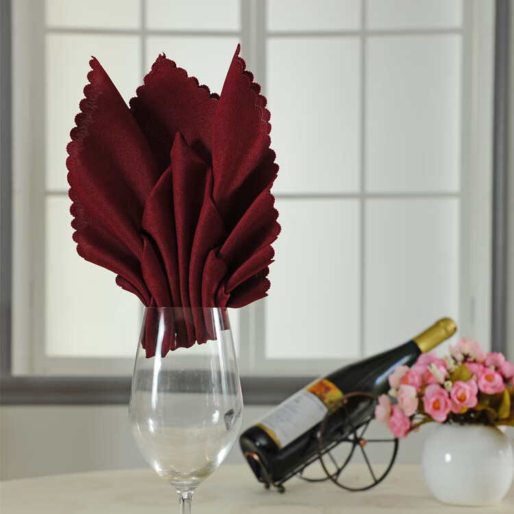 素色纯色西餐口布酒店西餐厅餐巾布擦杯布口布折花多色可选黄色4848cm