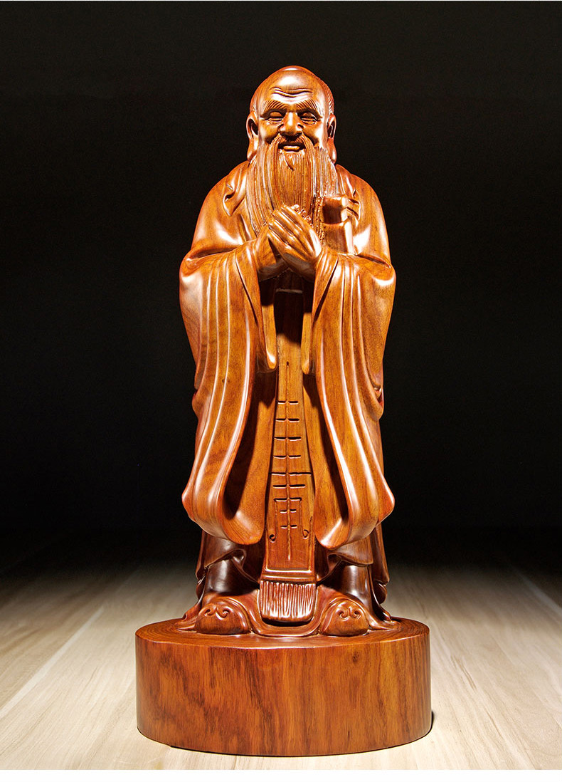 仙莱阁雕刻人物先师孔子雕像摆件孔夫子雕像家居装饰红木教师送礼精雕