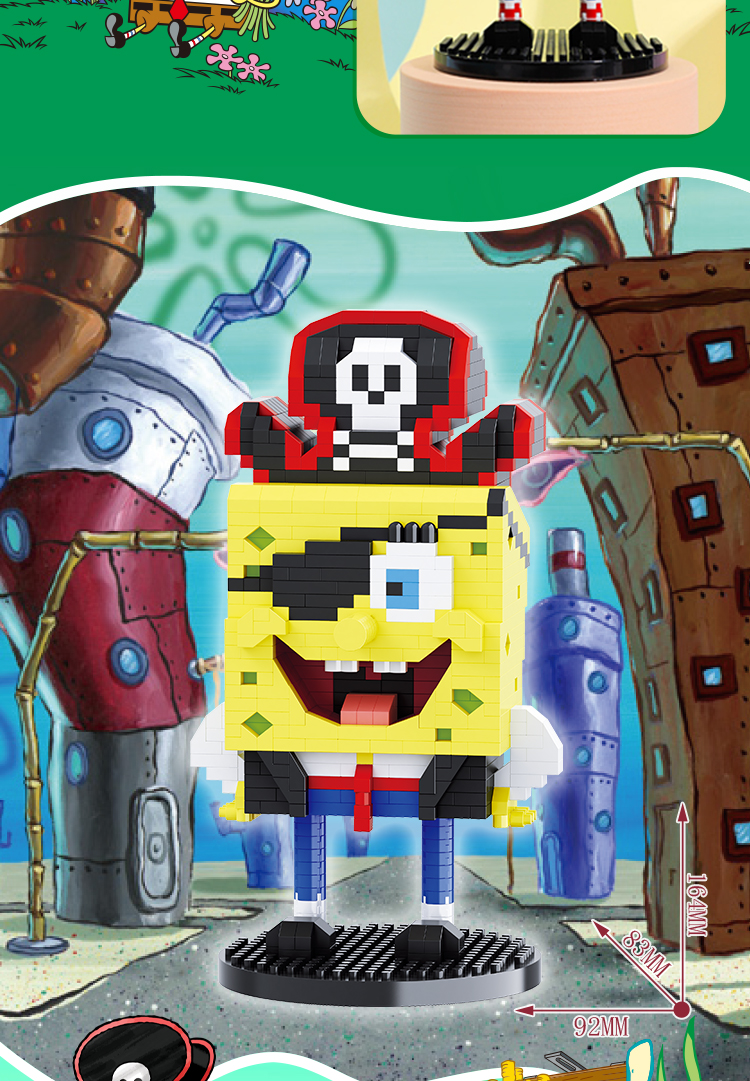 万代乐高积木海绵宝宝成年高难度小颗粒拼装玩具女孩系列礼物 18379