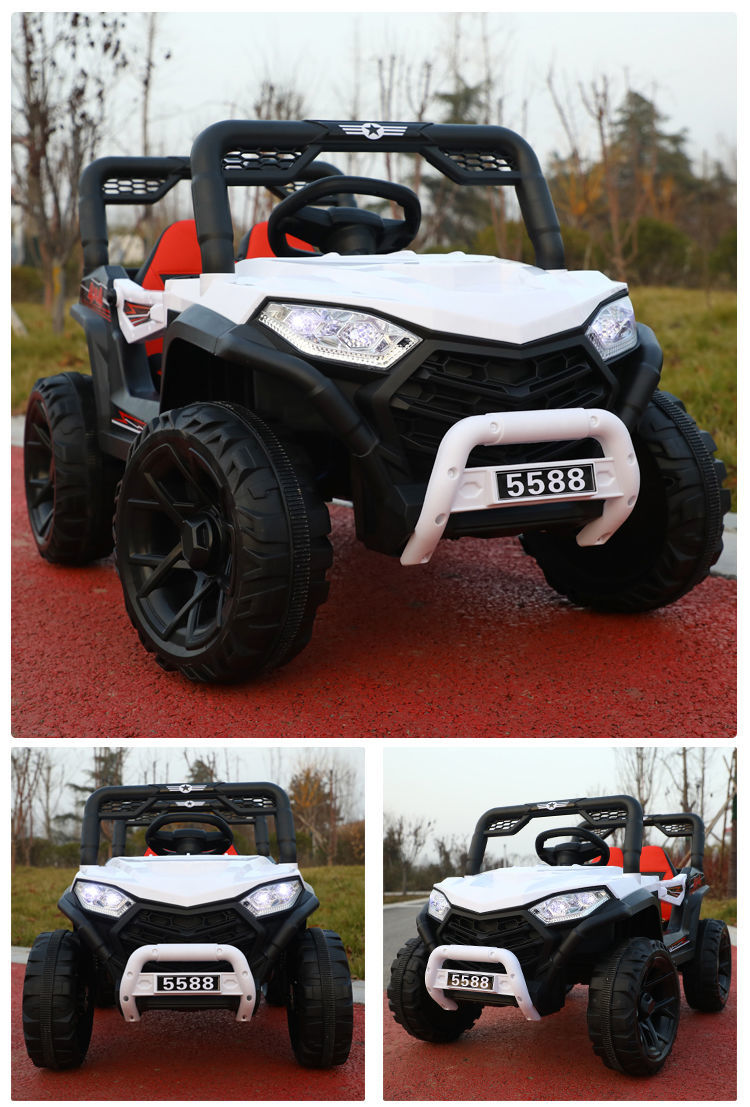 新款儿童电动汽车越野四轮四驱车16宝宝可坐人男女小孩遥控汽车原红色