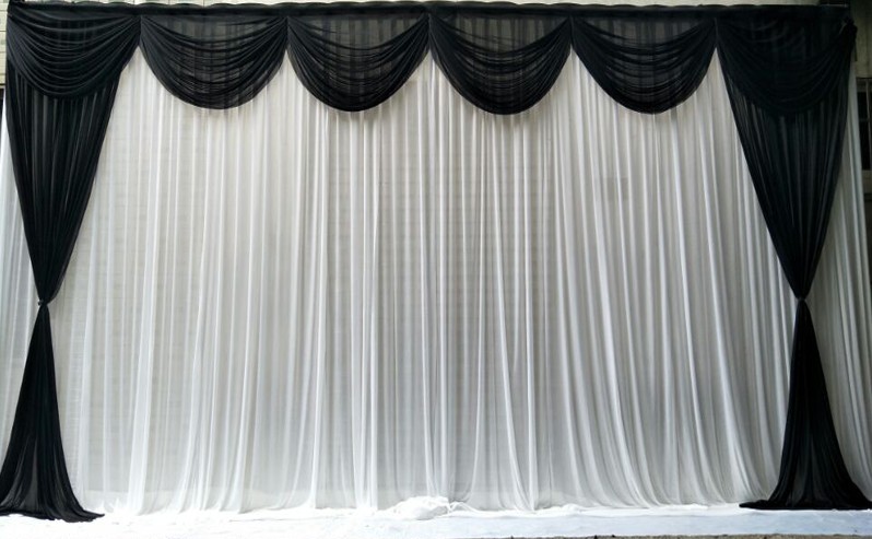 新款白事灵堂布置全套背景纱幔布挽联殡仪馆葬礼灵棚黑色白色布幔b款3