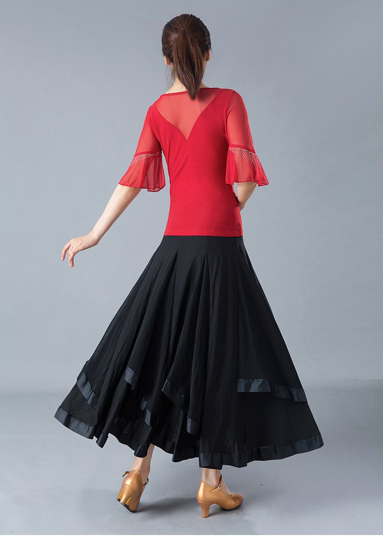 hsz摩登裙舞蹈亮片半身裙女士交谊舞大摆裙舞裙跳舞裙子摩登国标舞