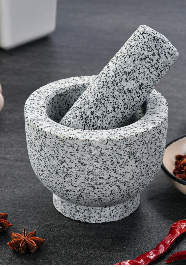 蓝百惠 精品天然石头捣蒜器石臼捣药罐对窝子蒜臼子家用砸蒜缸研磨器