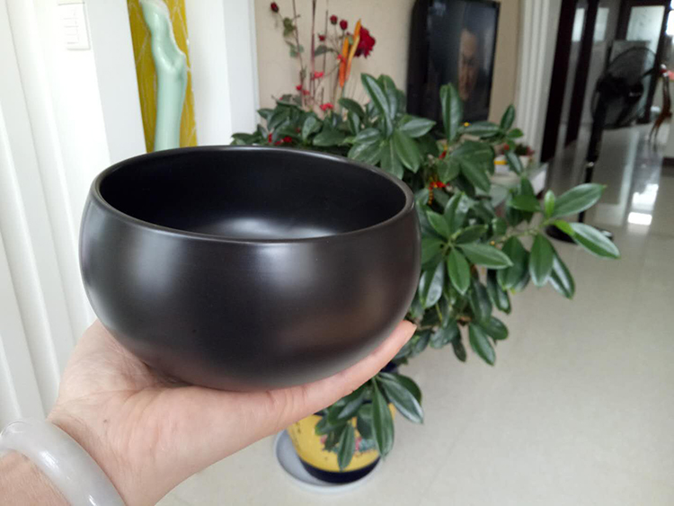 纯黑色和尚碗钵圆钵僧人钵盂复古佛碗居士素食碗青瓷碗陶瓷碗木勺