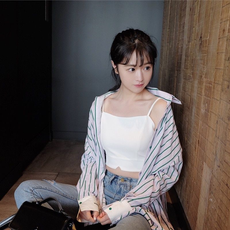 珍妮羊吊带背心2022韩吊带小背心女外穿短款韩版打底内搭性感学生白色