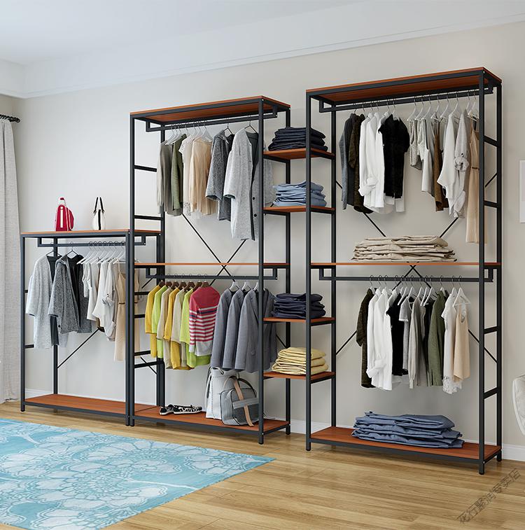 鞋柜加挂衣柜拼装鞋柜服装店展示架陈列柜衣帽架双层落地式组合货柜