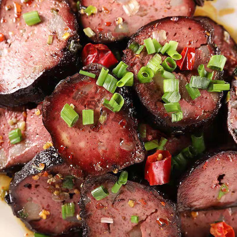 正宗湖南特产猪血丸子邵阳隆回血粑圆子柴火丸子烟熏豆腐干猪血粑