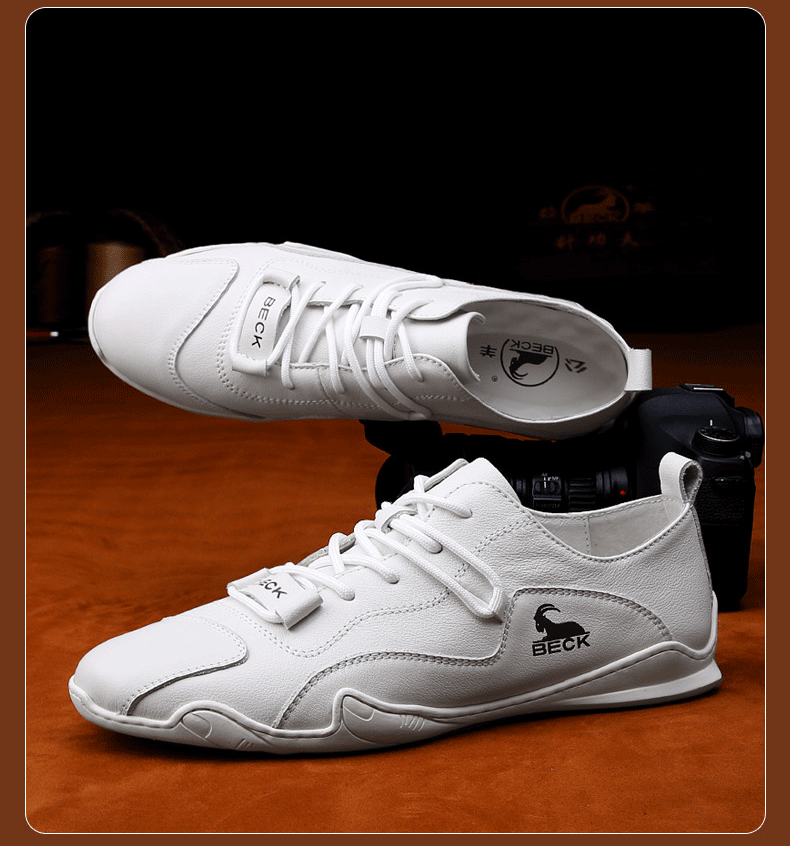 公羊(beck)轻奢公羊男鞋皮质男士休闲皮鞋新款潮春秋季牛皮小白鞋潮