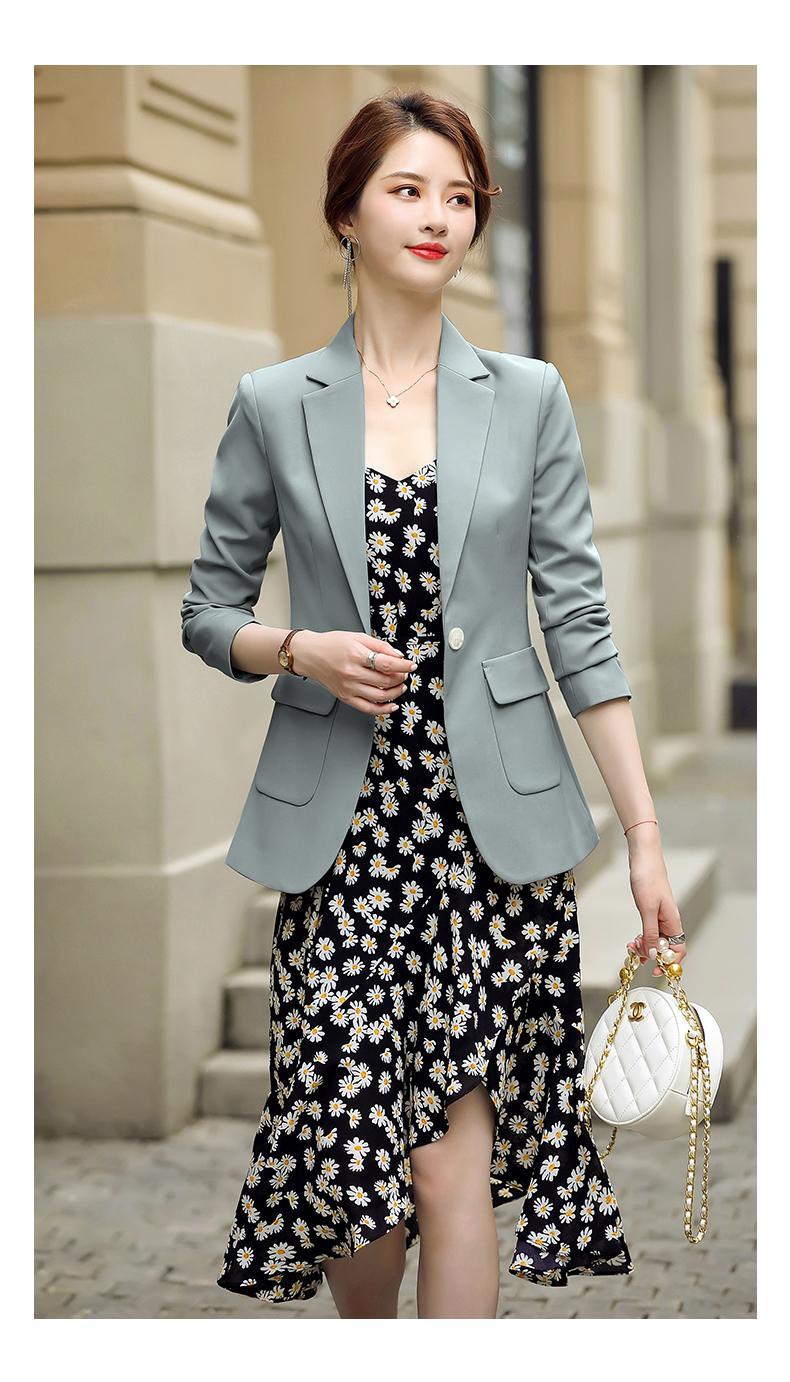 西装外套女春夏2021新款气质韩版女装修身时尚休闲薄款小西服上衣黑色