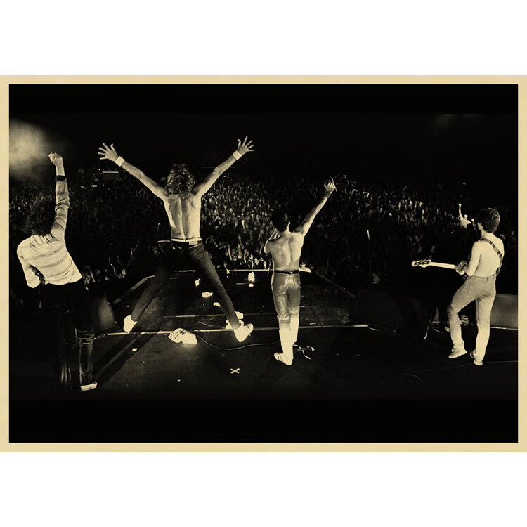 皇后乐队海报 queen 牛皮纸复古装饰画 摇滚音乐 怀旧 欧美人物画