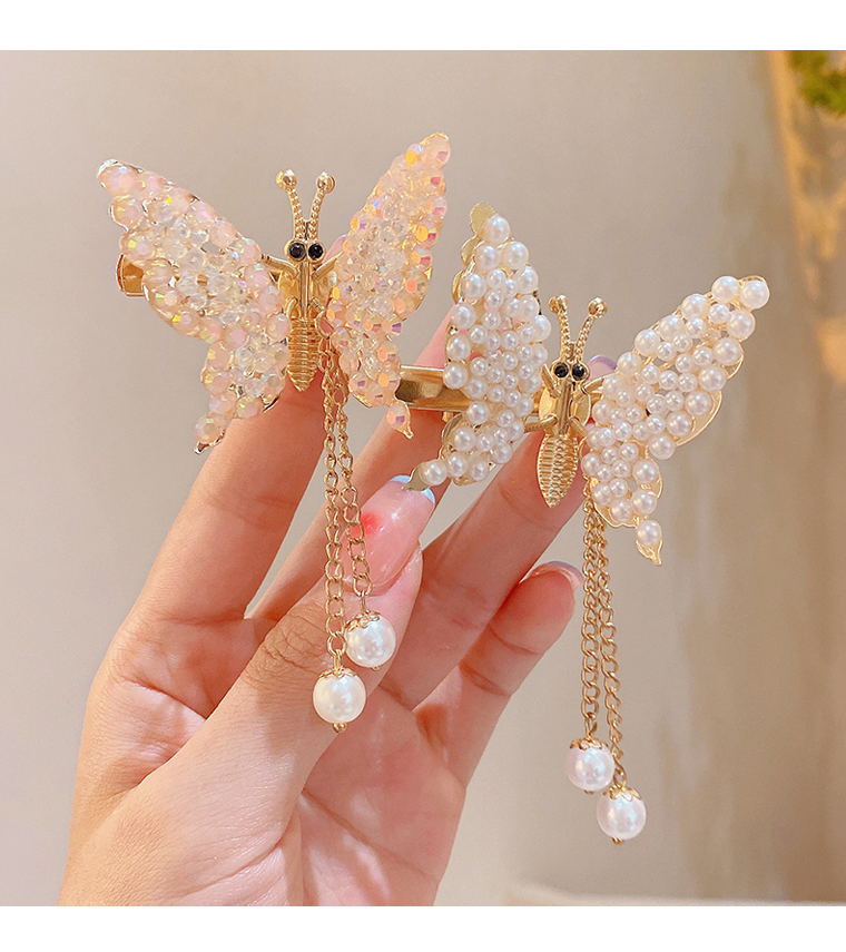 大童发夹头饰公主韩版会动的蝴蝶儿童水钻珍珠高颜值发卡宝宝女童碎子