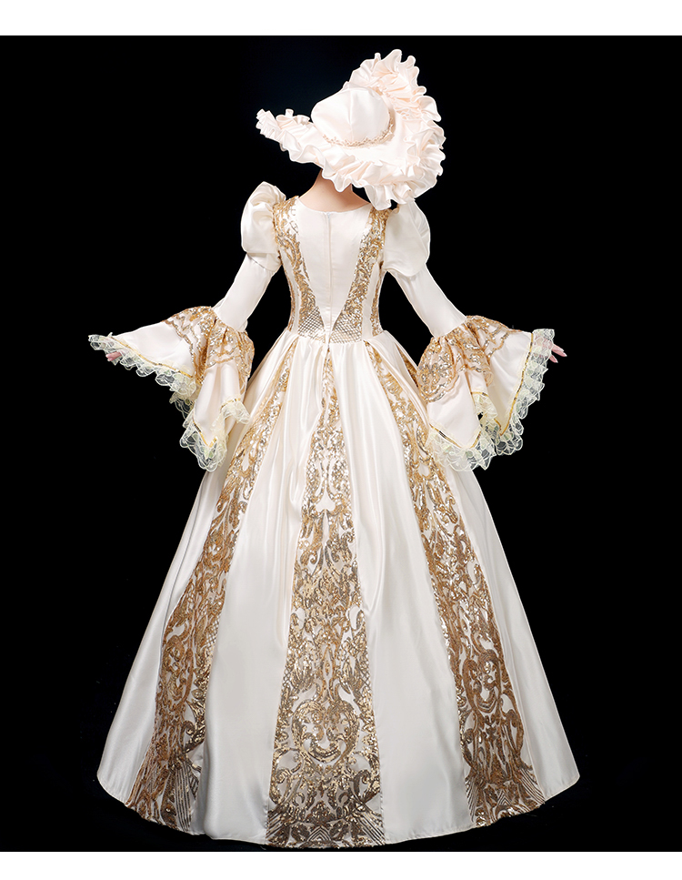 欧洲中世纪宫廷礼服女古典风洋装演出舞台装复古欧式贵族晚裙 绿色