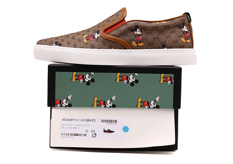 gucci古驰男鞋秋冬男士disneyx米老鼠联名休闲鞋白色9
