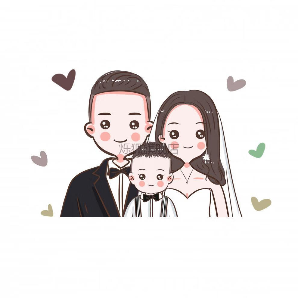微信头像定制q版手绘设计真人情侣卡通宝宝头像logo微信家福婚礼定制