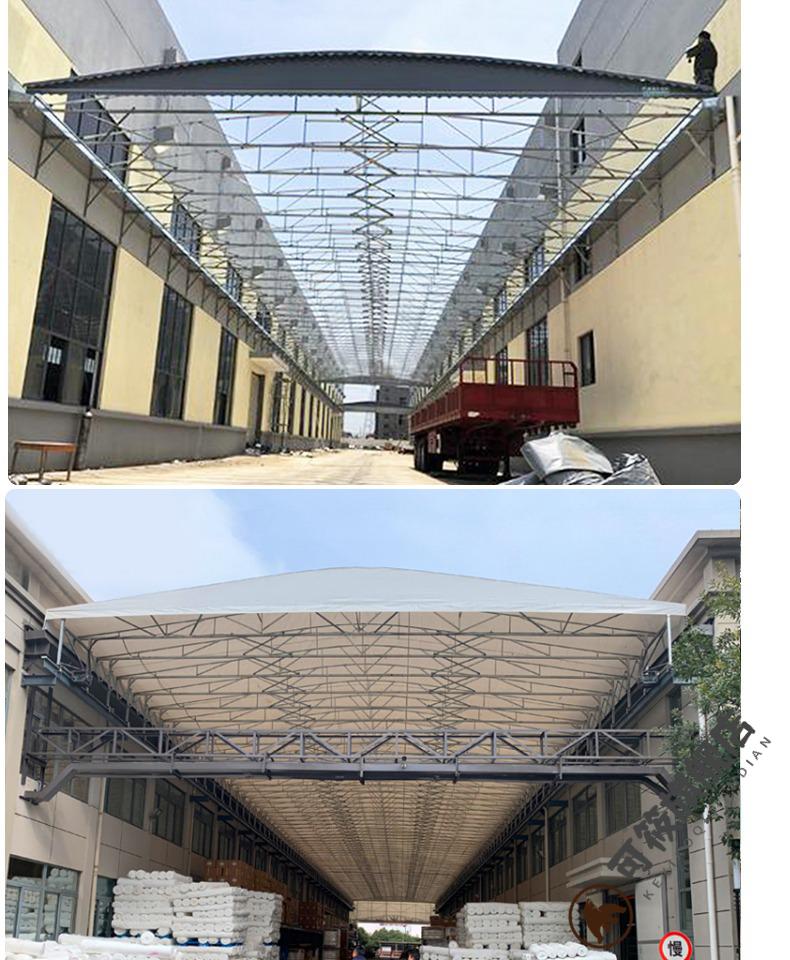 伸缩雨棚推拉棚仓库电动推拉棚篮球场移动活动折叠伸缩雨棚厂区仓储