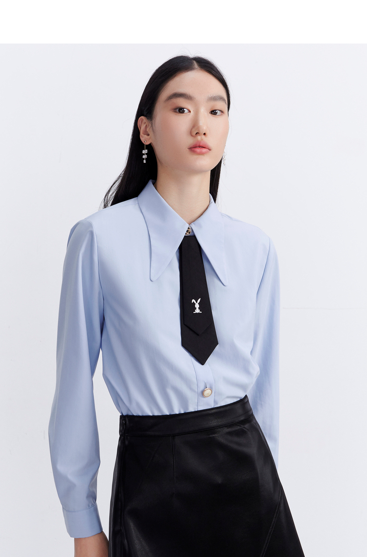 rococo春新款学院减龄休闲领带气质百搭显瘦长袖衬衫上衣女280712ka