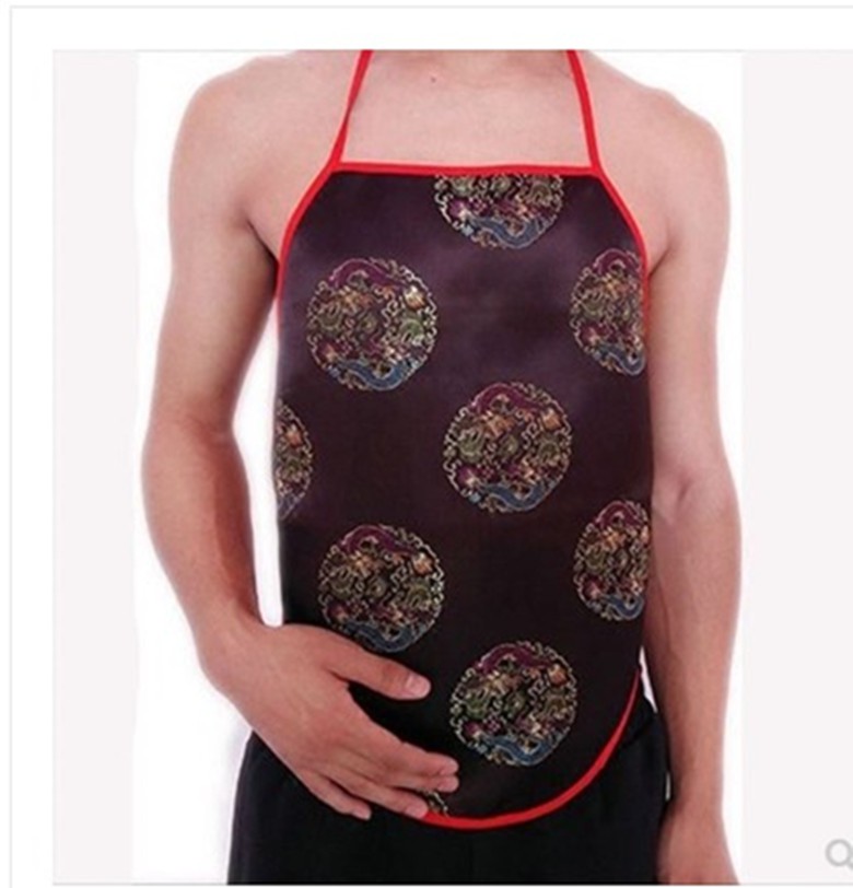 风海肚兜成人男士金艾绒肚兜绸缎加厚内衣中老年肚兜护肚子护胃肚围