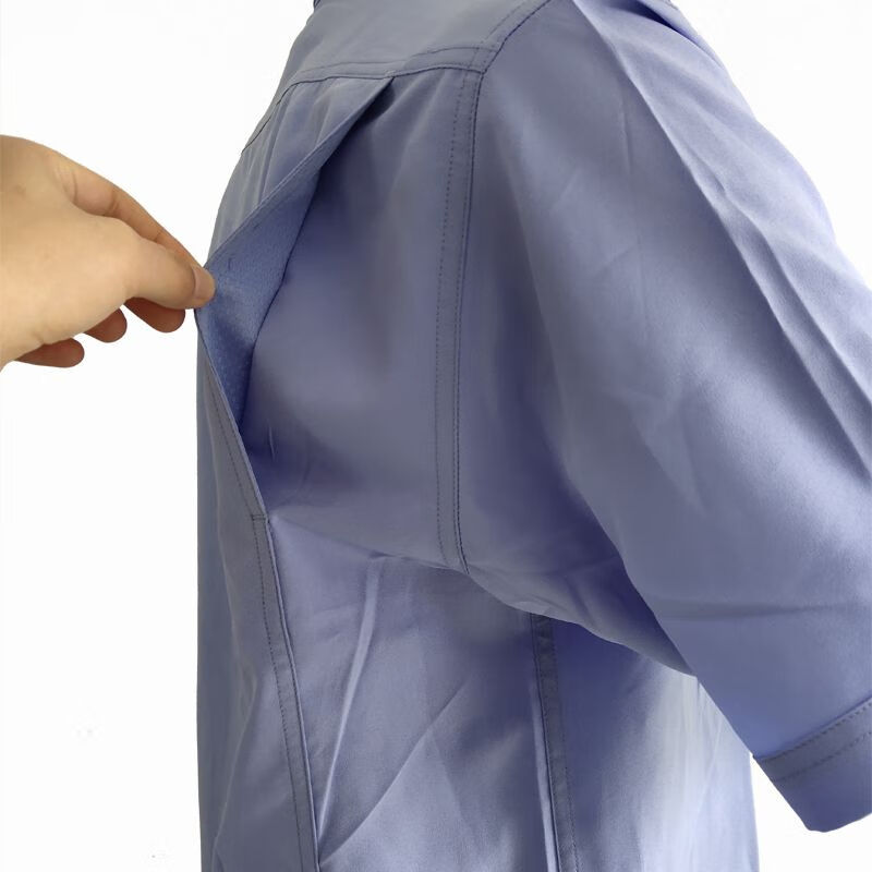 单位正装夏季执勤速干弹力短袖四面弹束腰款 保安警衬衫工作服蓝色警