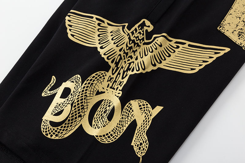 boy潮牌欧货酷炫新款boy老鹰潮牌短裤高品质烫金印花纯棉男休闲五分裤