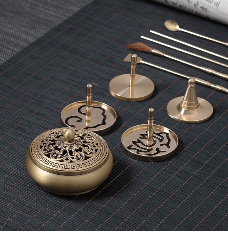 香道套装纯铜香道工具檀香入门香篆打篆香灰压粉制模套装拓打香勺铲