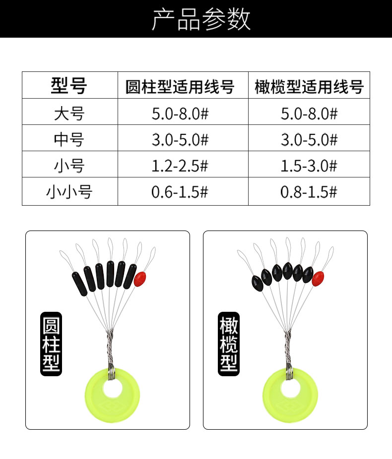 100组散装硅胶太空豆套装圆柱形橄榄型垂钓鱼小配件渔具用品大全 【10