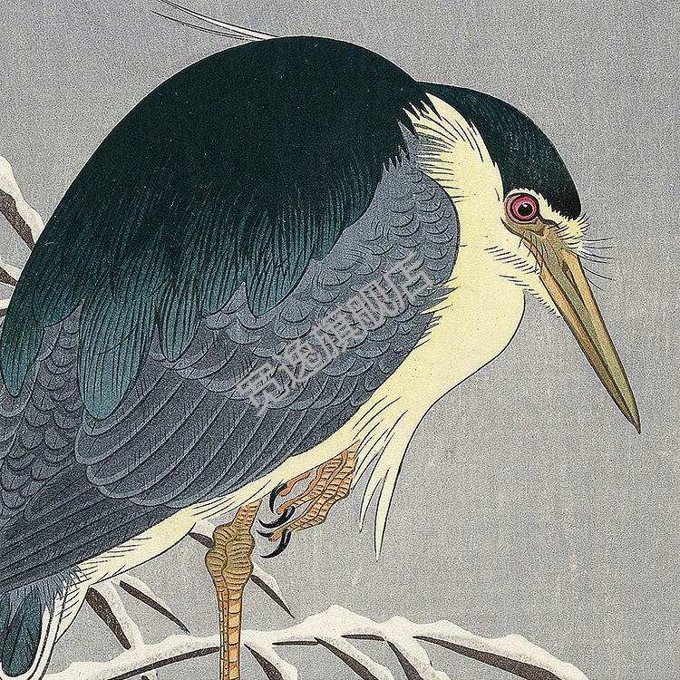 画家挂画小原古邨文人日式新中式国画中国风小清新花鸟装饰画1石榴和