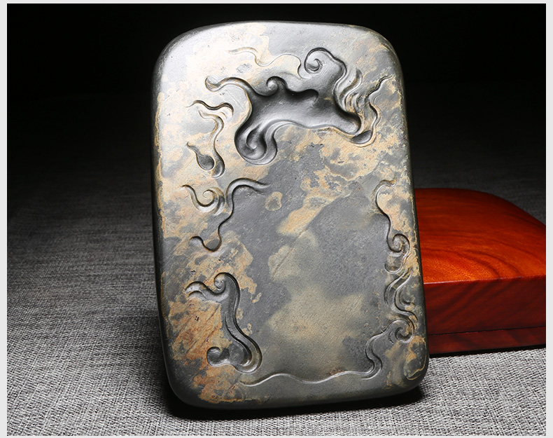 文子堂歙砚名师作品祥云砚金晕籽料老坑原石砚台收藏送礼佳品端砚四大
