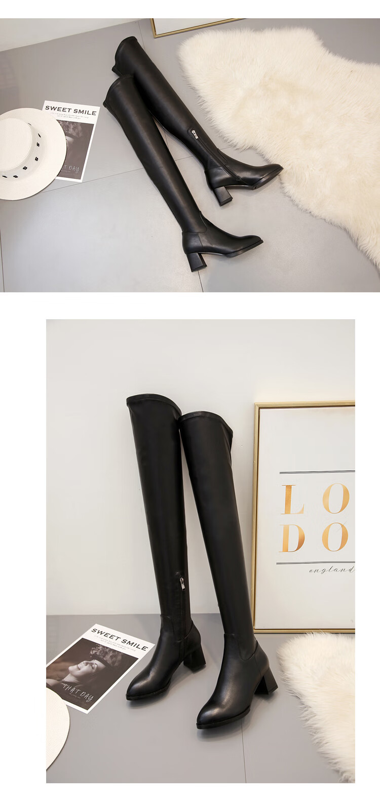 过膝超长高筒靴女士定制长筒靴过膝过膝超长靴女长靴女过膝冬季超长加