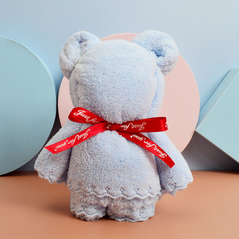 小熊造型可爱毛巾礼盒柔软吸水喜铺新娘伴手礼团购回礼儿童 carar灰色