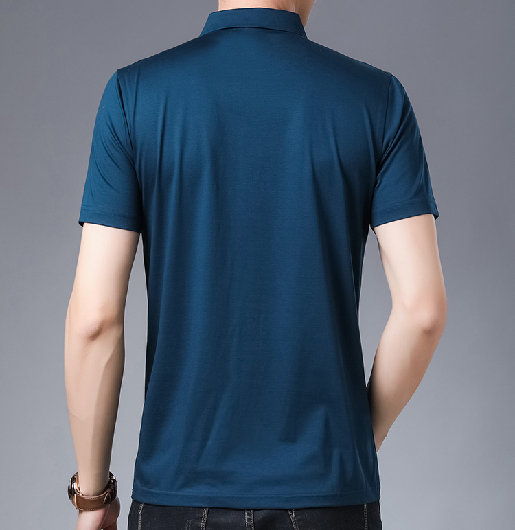 意大利阿玛尼桑蚕丝短袖真丝男士商务休闲po衫咖啡色165m