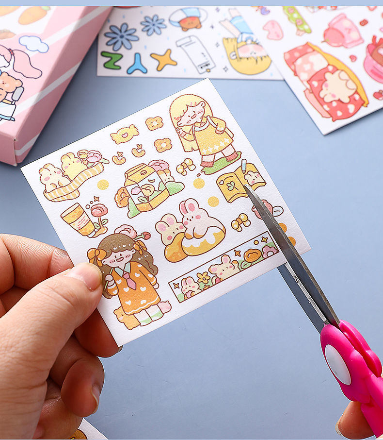 诺雅100张一套手帐贴纸装饰小图案套装可爱人物手账贴纸卡通手账胶带