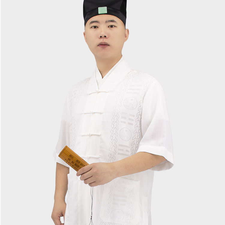 肯昔 道士服装男士夏天青衣道教法衣夏季短袖男印花休闲练功服道服饰