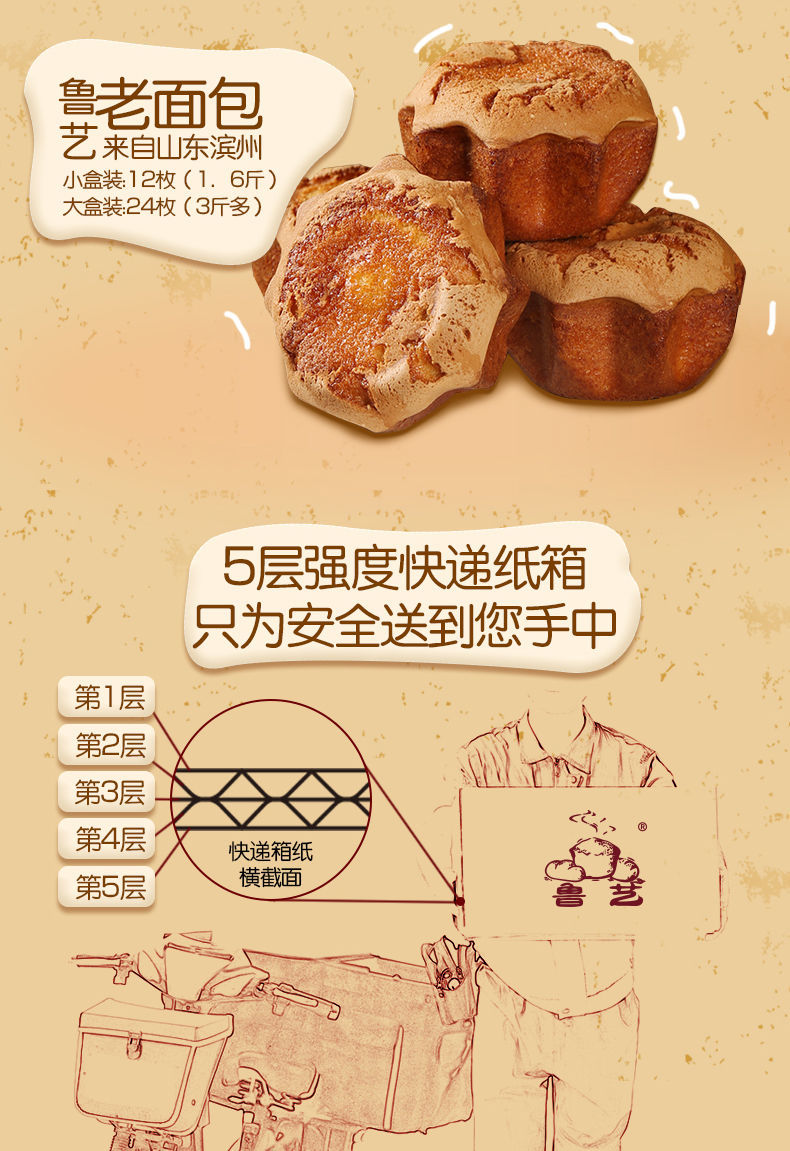 鲁艺糕点80后怀旧老式无水鸡蛋糕纯手工早餐老蛋糕传统古法老面包老