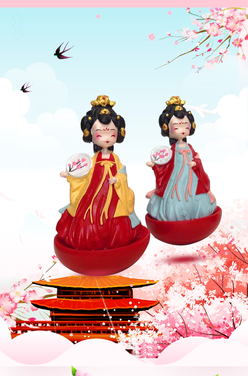 西安纪念品 西安旅游文创纪念品大唐不夜城不倒翁小姐姐公仔车载少女