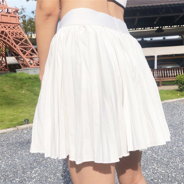nfsn 官方女白色百褶运动半身裙速干跑步瑜伽防走光网球裤裙 白色bv