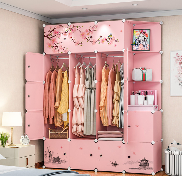 衣柜女公主卧室女生粉色衣柜韩版少女心ins卧室公主粉衣橱可爱日系