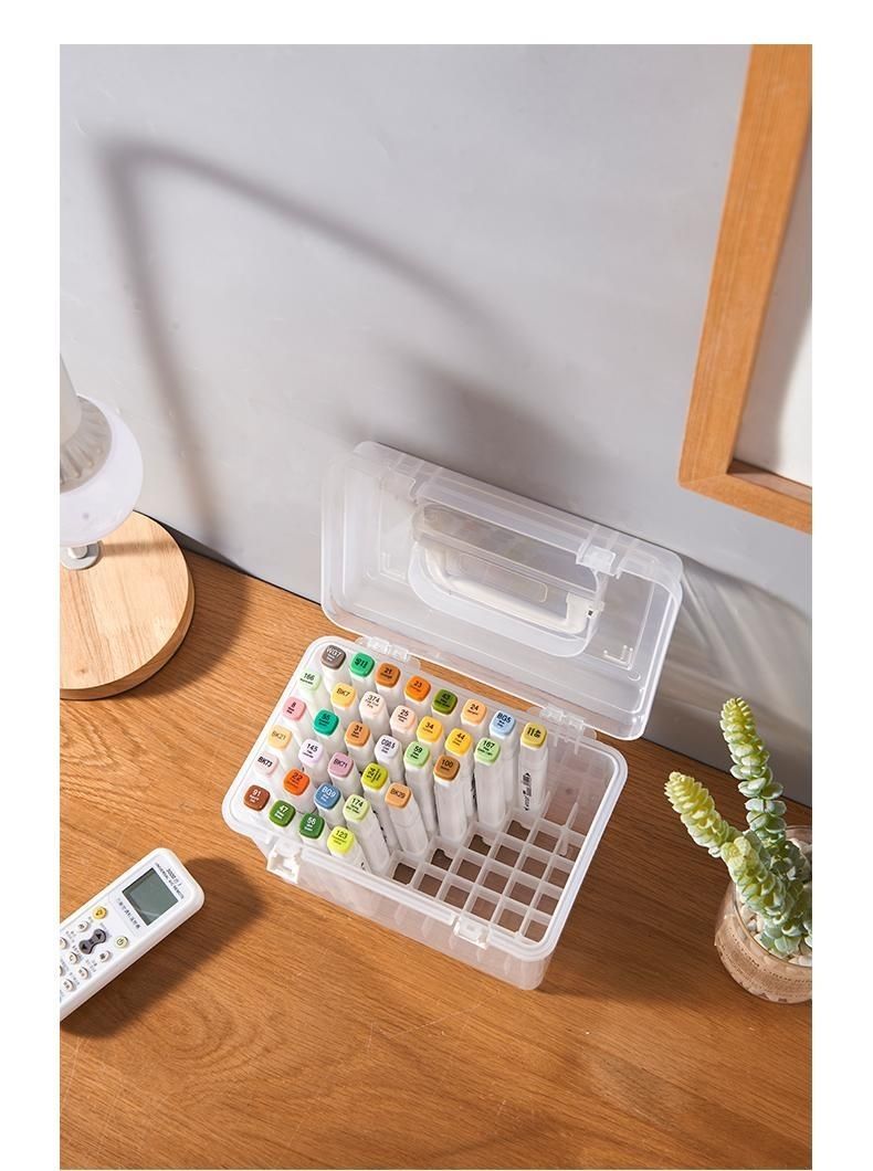 仓梵马克笔盒子收纳盒80色手提多功能桌面水彩笔马克笔专用笔盒塑料箱