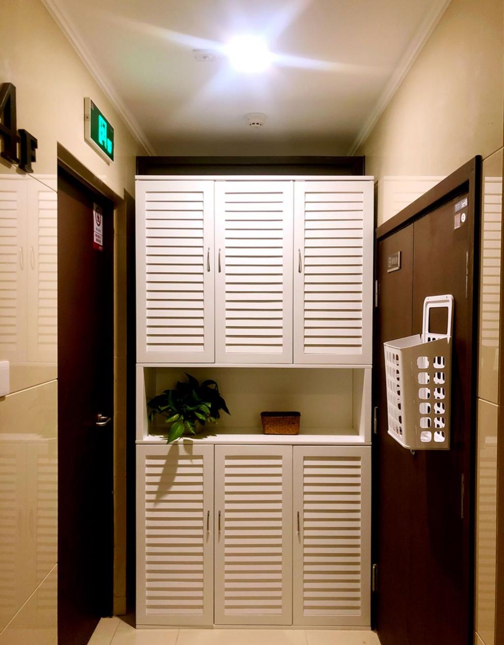 松木大容量全实木百叶门鞋柜阳台门厅创意组合式多层高储物柜90六门长