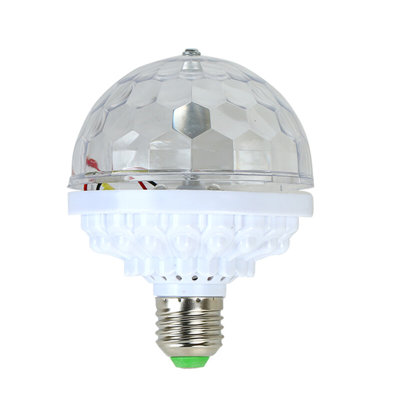 彩色浪漫卧室ktv螺口家用旋转小魔球七彩变色灯蹦迪灯 360度旋转灯泡