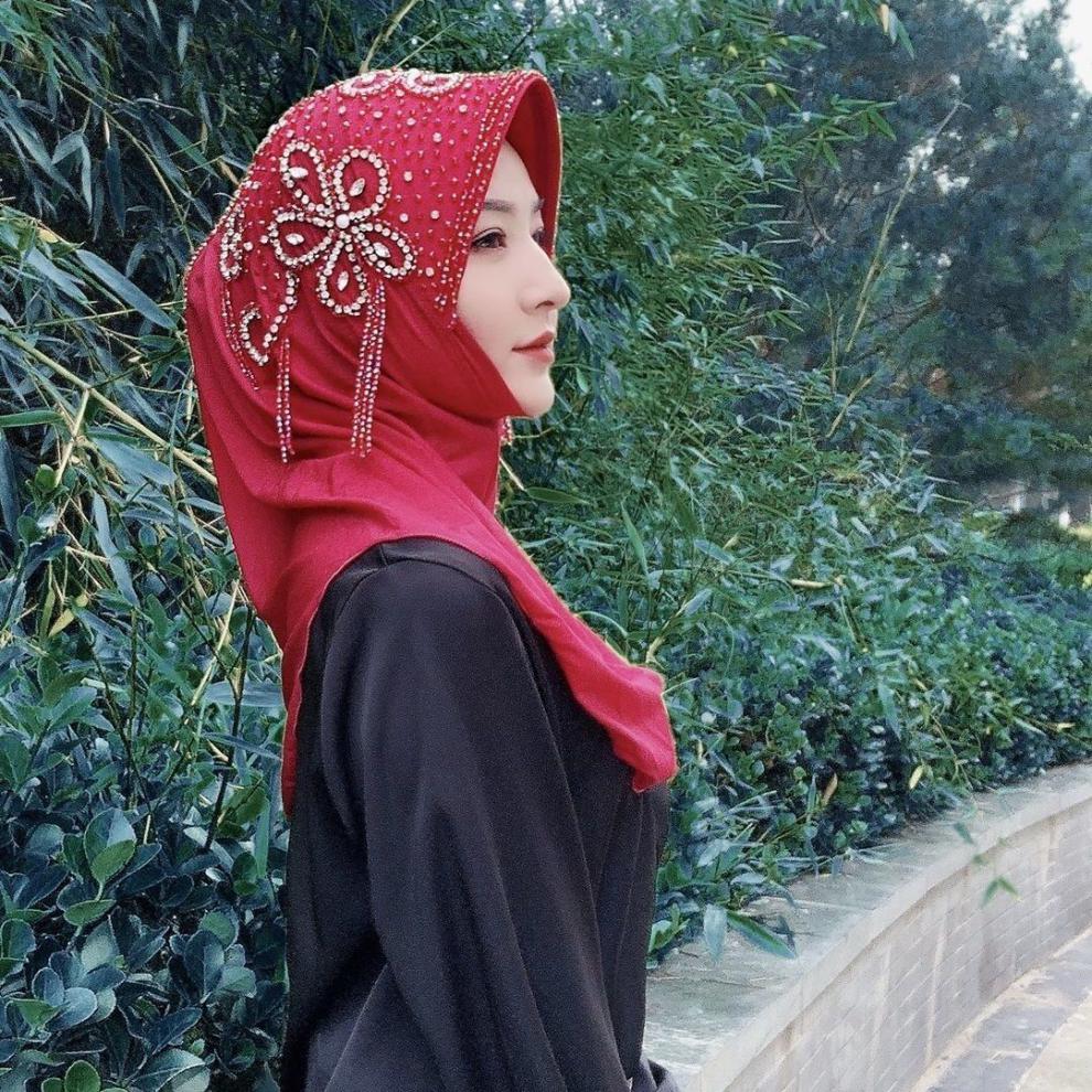 新品回族女人的套头纱巾新款回族头巾盖头套头款硬帽