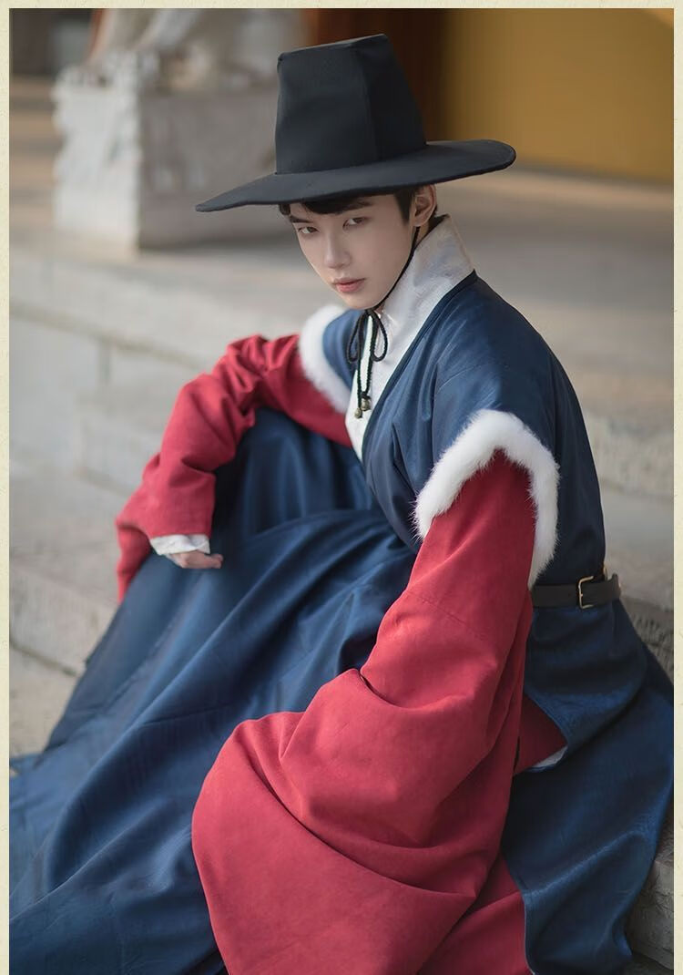 林中寻汉服成人男冬季中国风古装男仙气古风道袍超仙冬季明制汉服大袖