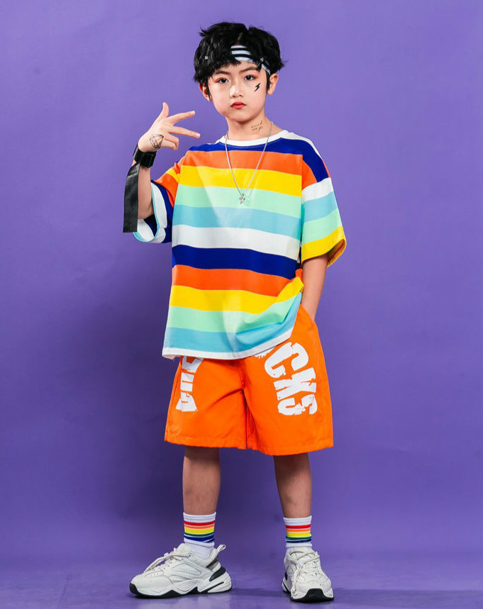 六一儿童节演出服装男女童街舞服装夏季嘻哈风女孩啦啦队班服时尚8-12