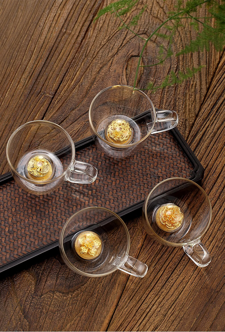 新款高级水晶玻璃茶杯非匠水晶玻璃茶杯带把品茗杯主人杯单杯套装家用