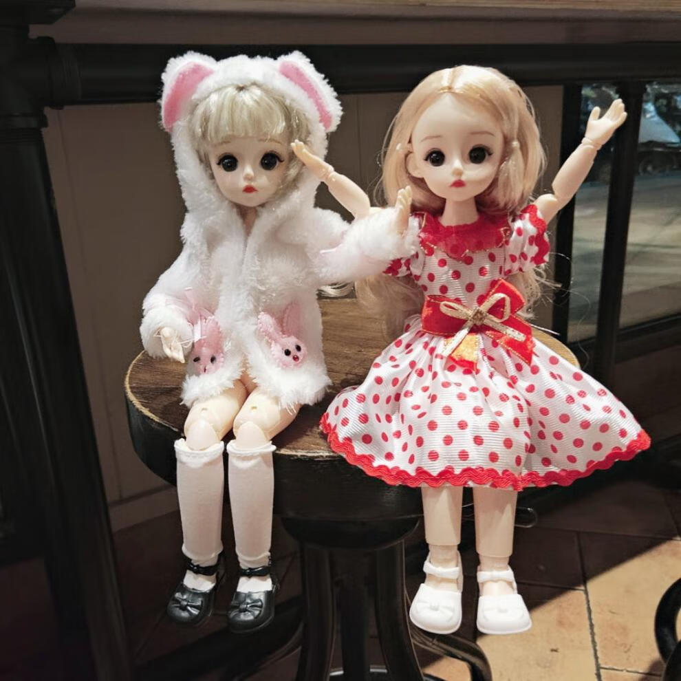 万代商场同款新款眨眼30厘米芭比娃娃公主4d真眼bjd女孩玩具生日礼物