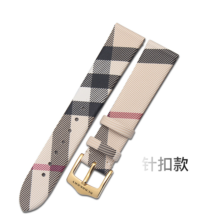 适配【官方旗舰】巴宝莉表带带burberry格子原款皮带子 男女通用皮链