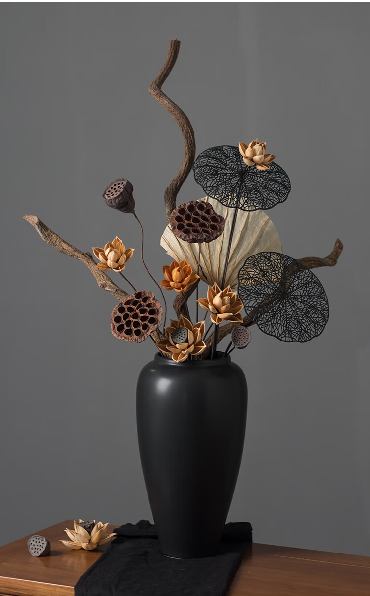 干花花束真花手工落地高枝装饰天然莲蓬插花居客厅摆设干花组合6025不