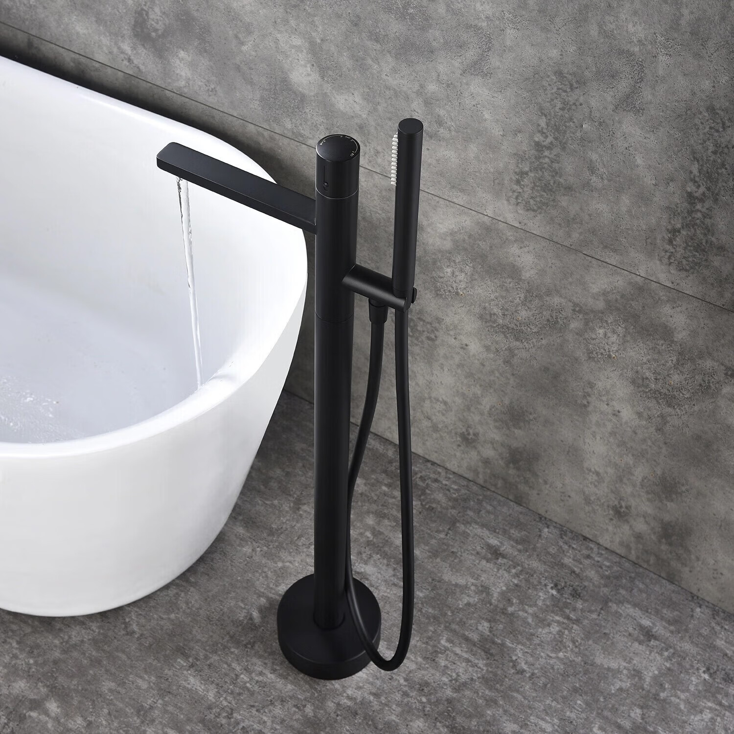 科勒(kohler) 定制科勒落地浴缸水龙头浴室缸边式明装全铜黑色瀑布