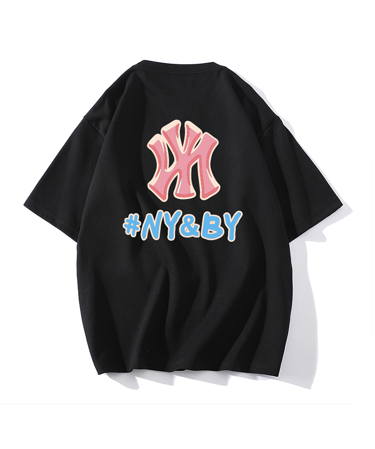 美国ny潮牌ny&by短袖t恤男2022夏季新款潮牌宽松白色体恤圆领半袖情侣