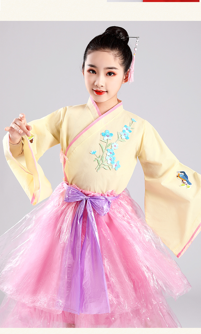 环保服装儿童时装秀国学古装汉服女衣服diy幼儿园六一儿童演出服 女童