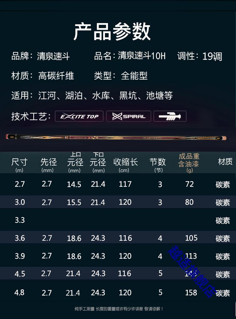 竿罗非10h19调黑坑飞磕高碳钓超硬超轻台钓竿竿汉鼎一号品牌同款台